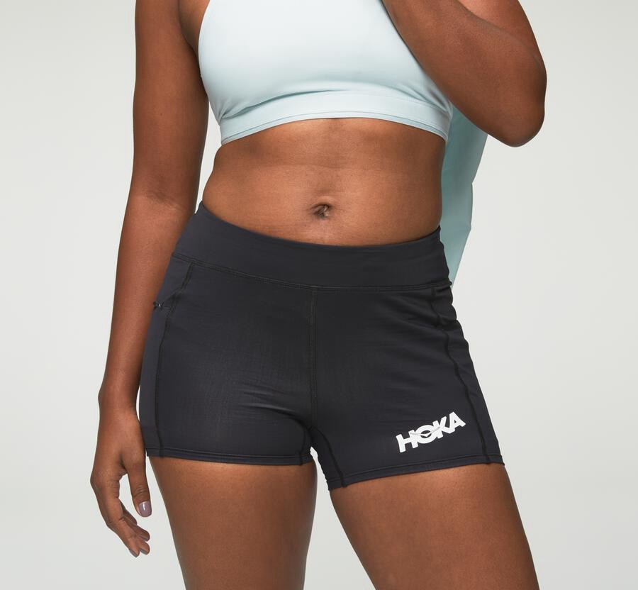 Hoka One One Shorts Womens Black - Performance Knit - 09246JSYU